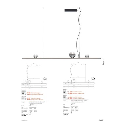 Redo 01-4302 - Dimmable cable-suspended pendant light DUNE LED/48W/230V 3000K CRI 90 black/smoke