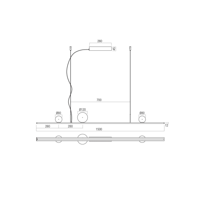 Redo 01-4302 - Dimmable cable-suspended pendant light DUNE LED/48W/230V 3000K CRI 90 black/smoke