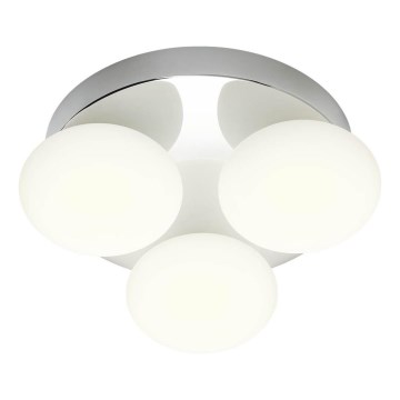 Redo 01-4306 - OVUM LED Bathroom Ceiling Light 3×5W / 230V 3000/4000K CRI 90 Ø24 cm IP44 White/Gloss Chrome