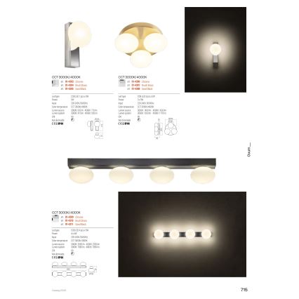 Redo 01-4307 - LED Bathroom Ceiling Light OVUM 3xLED/5W/230V 3000/4000K CRI 90 Ø 24 cm IP44 white/brass