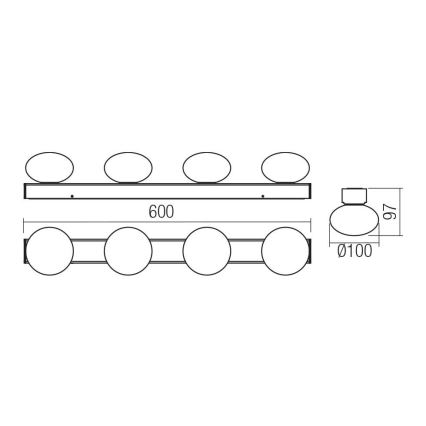 Redo 01-4310 - LED Bathroom Ceiling Light OVUM 4xLED/5W/230V 3000/4000K CRI 90 IP44 white/brass