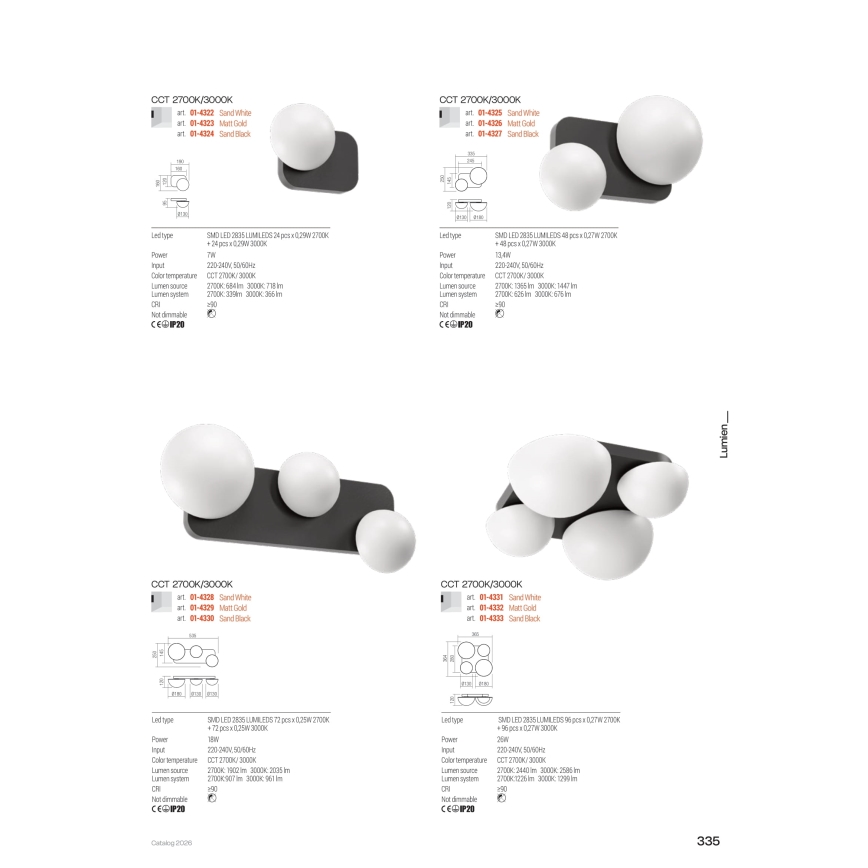 Redo 01-4333 - LED Ceiling Light LUMIEN 4xLED/26W/230V 2700/3000K CRI 90 white/black