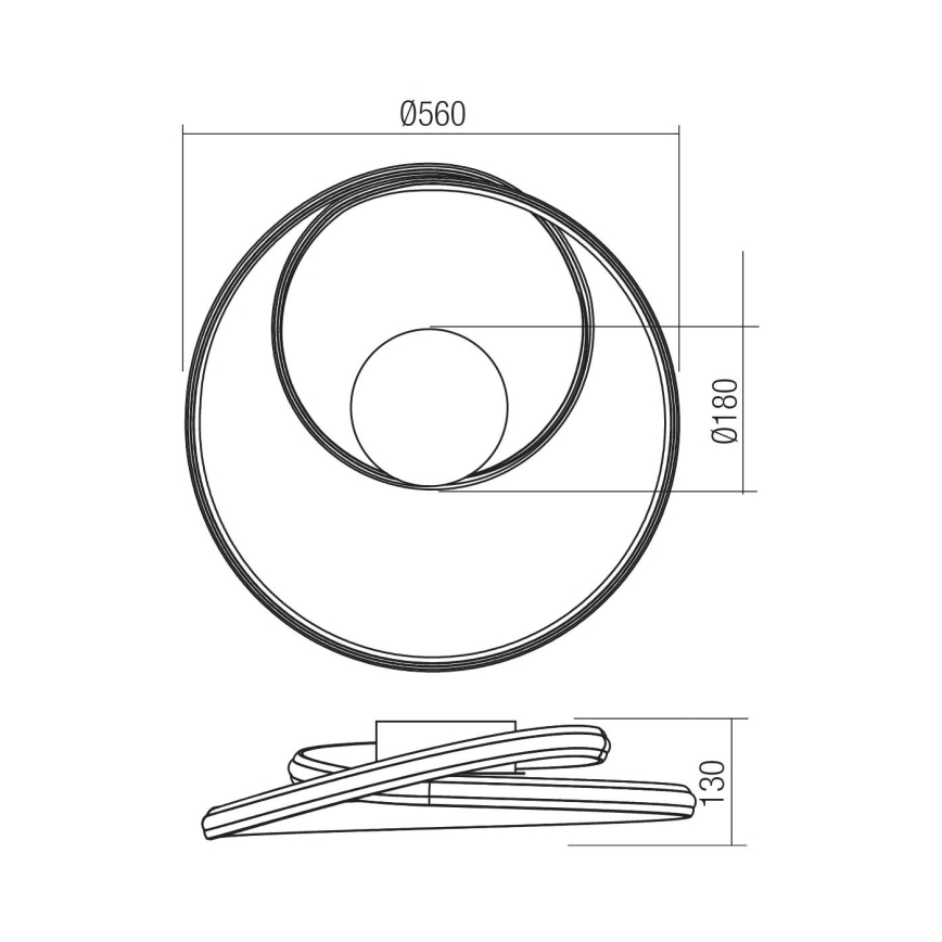 Redo 01-4359 - Dimmable TORSION LED Ceiling Light, 40W, 230V, 2700/3000/4000K, CRI 90, Ø 56 cm, Black