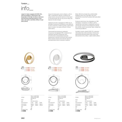 Redo 01-4360 - LED Dimmable Pendant on Cable TORSION LED/40W/230V 2700/3000/4000K CRI 90 Ø 56 cm White