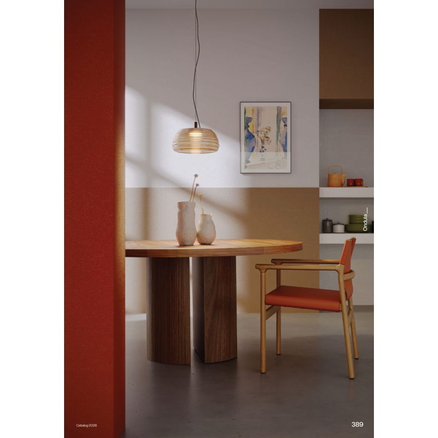 Redo 01-4540 - ONDULA Dimmable LED Pendant on Cable LED/12W/230V 2700K/3000K CRI 90 dia. 32 cm beige/smoked