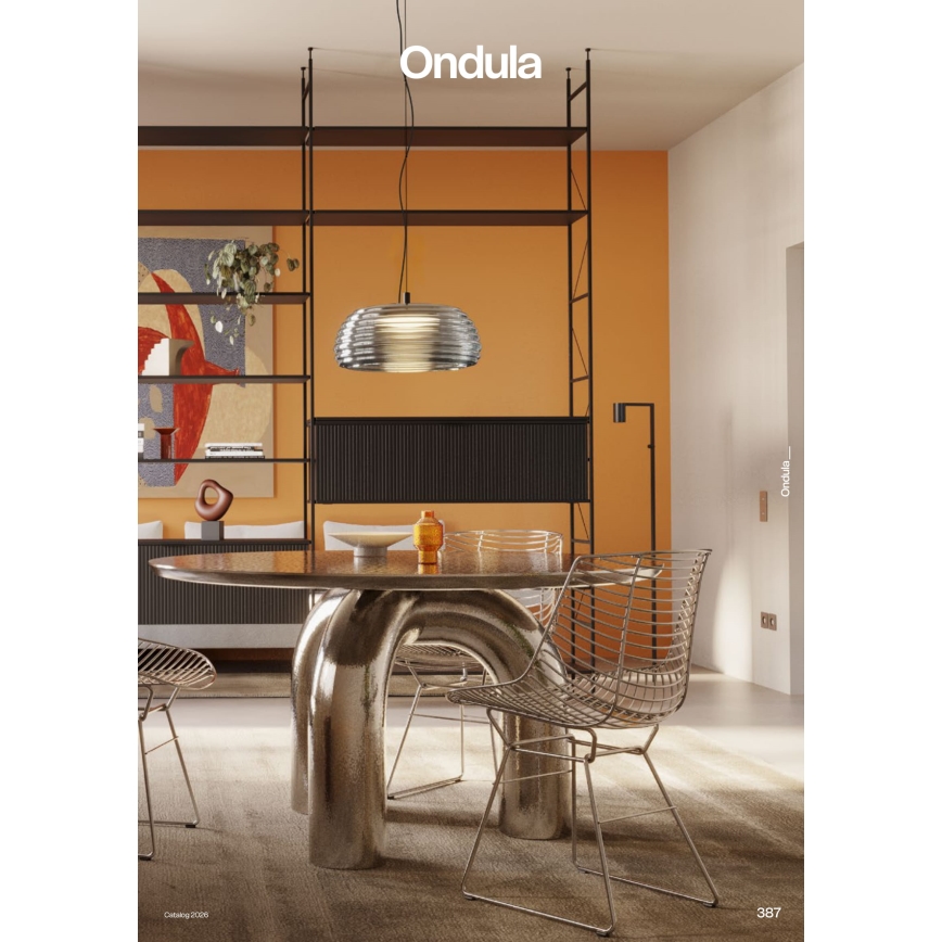 Redo 01-4543 - ONDULA Dimmable Cable-Suspended LED Pendant Light, 16W/230V, 2700K/3000K, CRI 90, Ø 41 cm, Black/Smoked