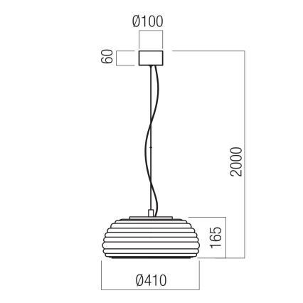 Redo 01-4543 - ONDULA Dimmable Cable-Suspended LED Pendant Light, 16W/230V, 2700K/3000K, CRI 90, Ø 41 cm, Black/Smoked
