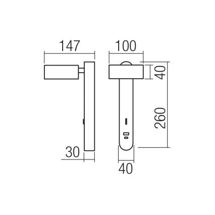 Redo 01-4641 - SADES LED Wall Light, 6W/230V, CRI 90, USB, Gold Finish