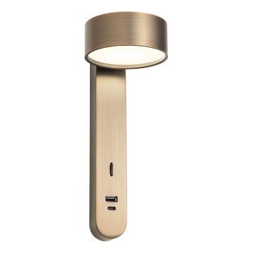 Redo 01-4642 - SADES LED Wall Light, 6W/230V, CRI 90, USB, Bronze