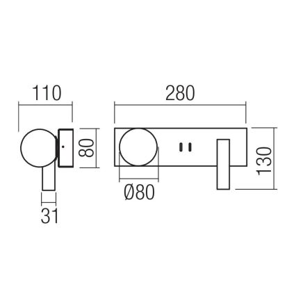 Redo 01-4660 - NORMA LED Wall Light 5W/230V + 3W LED (CRI 90) with USB, White