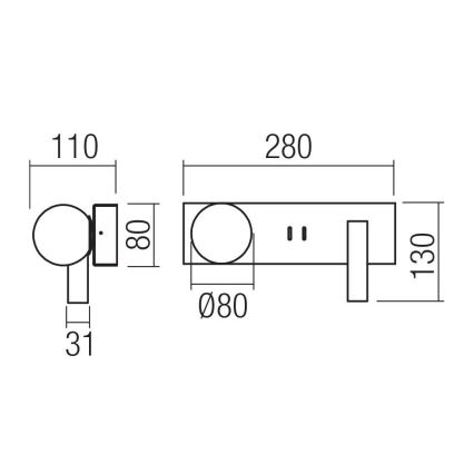 Redo 01-4662 - LED Wall Light NORMA LED/5W/230V + LED/3W CRI 90 USB white/bronze