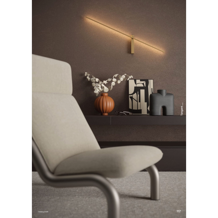 Redo 01-4672 - TANGENT LED Wall Light, 6W/230V, 2700/2850/3000K, CRI 90, Gold