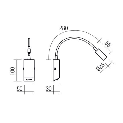 Redo 01-4802 - LED Flexible Reading Lamp HELLO LED/3W/230V bronze