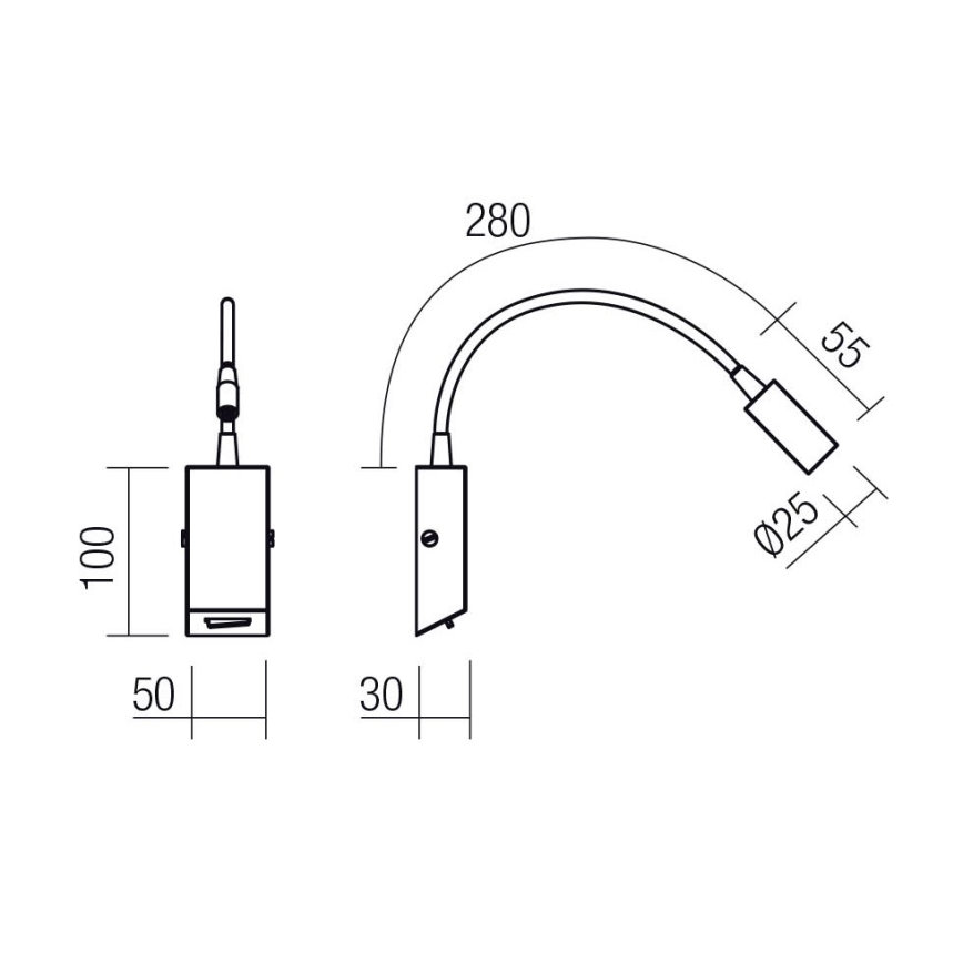 Redo 01-4802 - LED Flexible Reading Lamp HELLO LED/3W/230V bronze