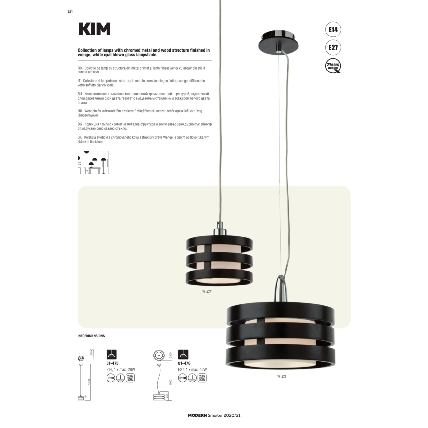Redo 01-627 - KIM Rod Chandelier 4xE14/28W/230V Polished Chrome/Black