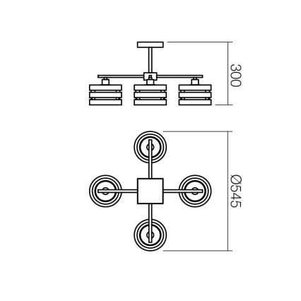 Redo 01-627 - KIM Rod Chandelier 4xE14/28W/230V Polished Chrome/Black