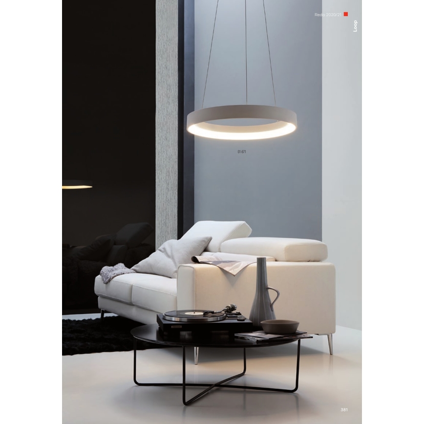 Redo 01-672 - LED Chandelier on a string LOOP LED/48W/230V d. 60 cm white