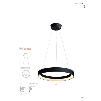 Redo 01-672 - LED Chandelier on a string LOOP LED/48W/230V d. 60 cm white