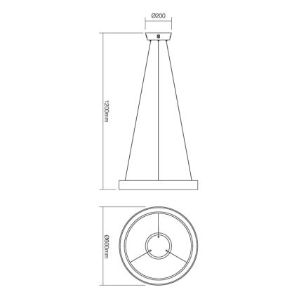 Redo 01-672 - LED Chandelier on a string LOOP LED/48W/230V d. 60 cm white