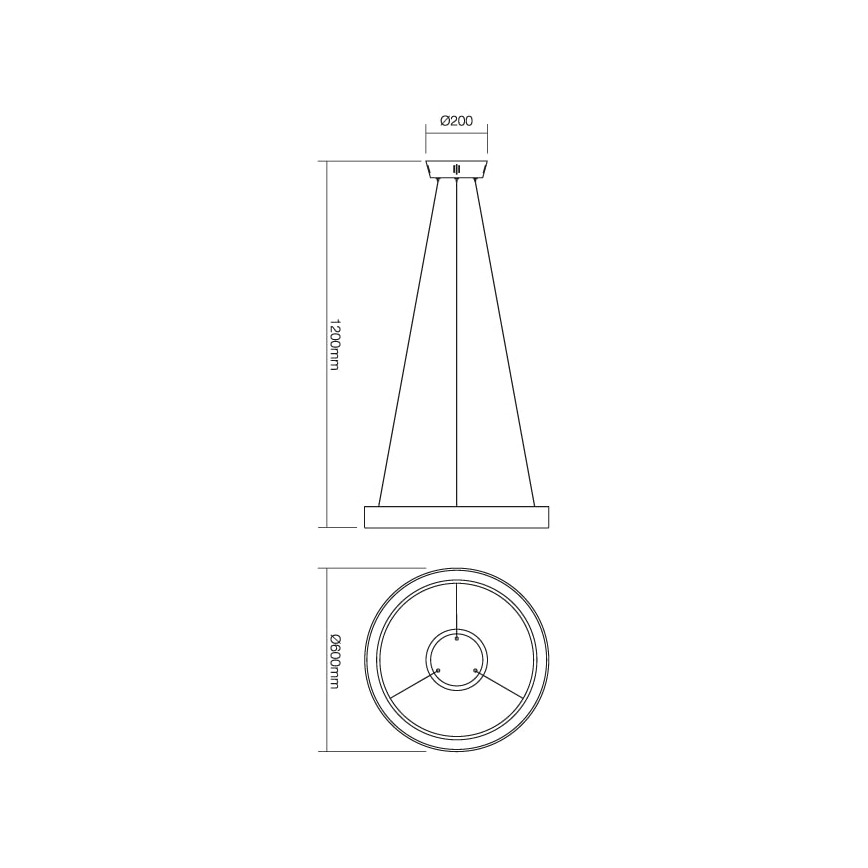 Redo 01-672 - LED Chandelier on a string LOOP LED/48W/230V d. 60 cm white