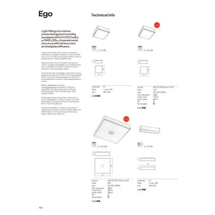 Redo 01-703 - EGO Bathroom Wall Light 2xE14/28W/230V, 36 cm, IP44, Polished Chrome
