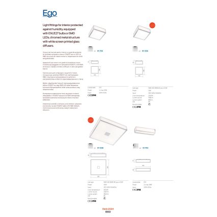 Redo 01-704 - Bathroom ceiling light EGO 1xE27/52W/230V 18x18 cm IP44