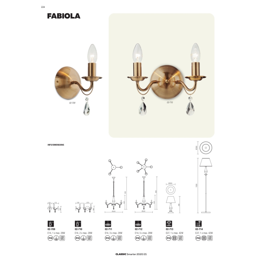Redo 02-710 - Wall lamp FABIOLA 2xE14/28W/230V