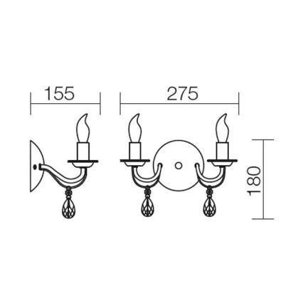 Redo 02-710 - Wall lamp FABIOLA 2xE14/28W/230V