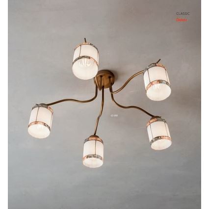 Redo 02-888 - Surface-mounted chandelier DEKOR 5xE27/42W/230V d. 52,3 cm bronze