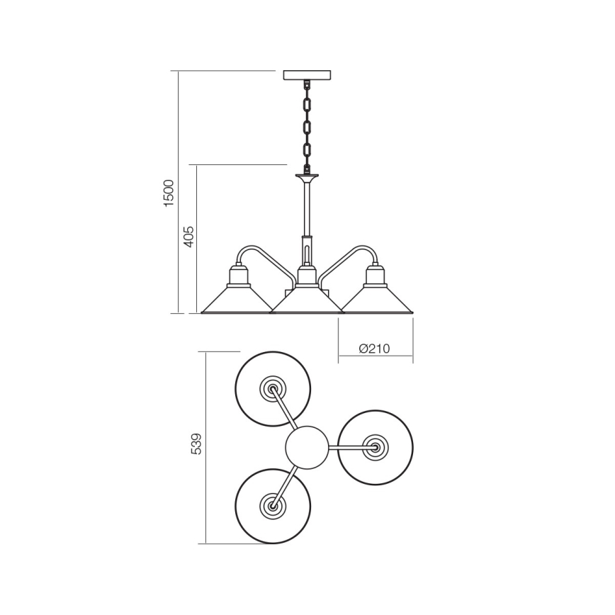 Redo 02-935 - Chandelier on a chain VERNER 3xE27/42W/230V