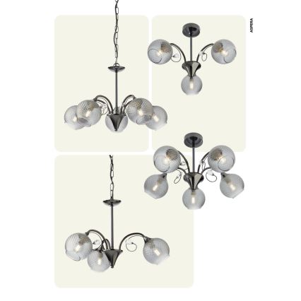 Redo 02-970 - Chandelier on a pole ASPERA 3xE14/28W/230V black