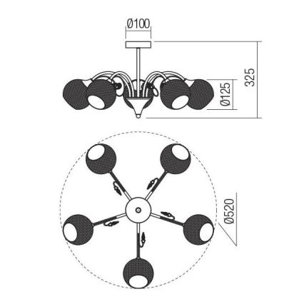 Redo 02-971 - Chandelier on a pole ASPERA 5xE14/28W/230V black