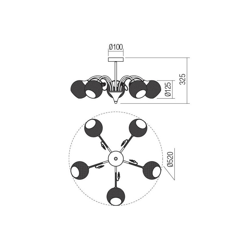 Redo 02-971 - Chandelier on a pole ASPERA 5xE14/28W/230V black