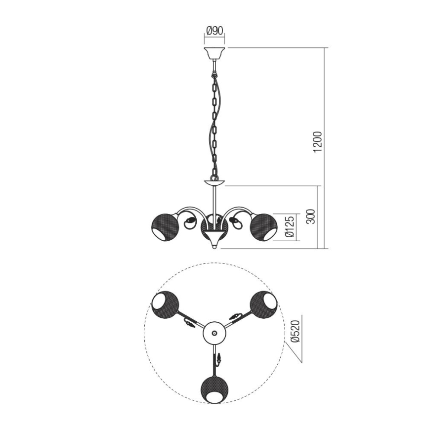 Redo 02-972 - ASPERA Chain-Hung Chandelier 3xE14/28W/230V, Ø 52 cm, Black