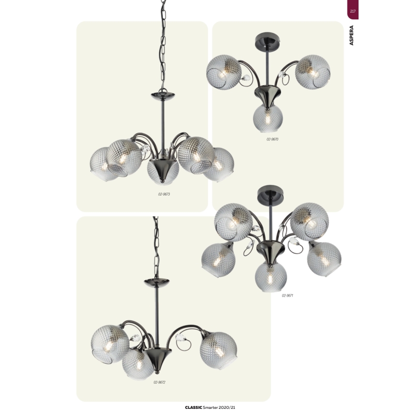 Redo 02-973 - Chandelier on a chain ASPERA 5xE14/28W/230V black