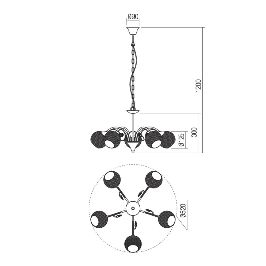 Redo 02-973 - Chandelier on a chain ASPERA 5xE14/28W/230V black