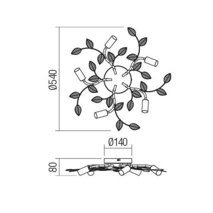 Redo 02-980 - Surface-mounted chandelier TIARA 5xE14/28W/230V