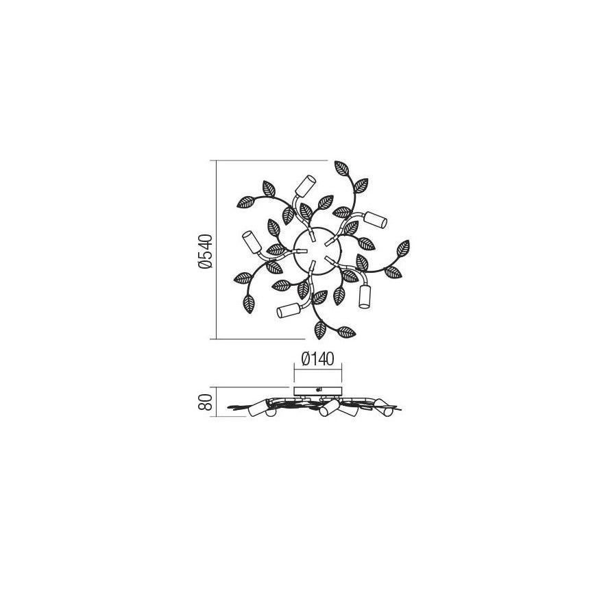 Redo 02-980 - Surface-mounted chandelier TIARA 5xE14/28W/230V