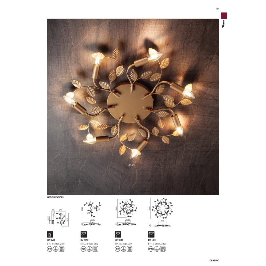 Redo 02-981 - Surface-mounted chandelier TIARA 7xE14/28W/230V