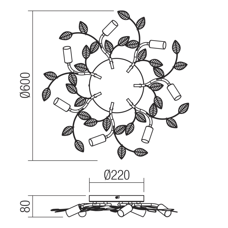 Redo 02-981 - Surface-mounted chandelier TIARA 7xE14/28W/230V