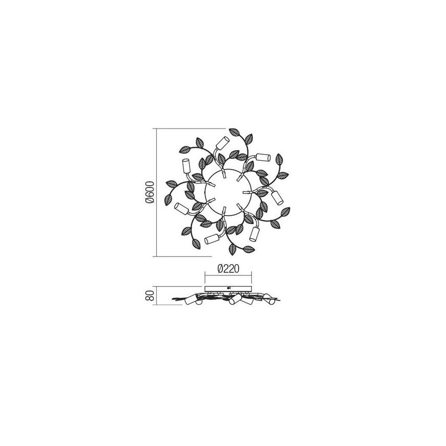 Redo 02-981 - Surface-mounted chandelier TIARA 7xE14/28W/230V