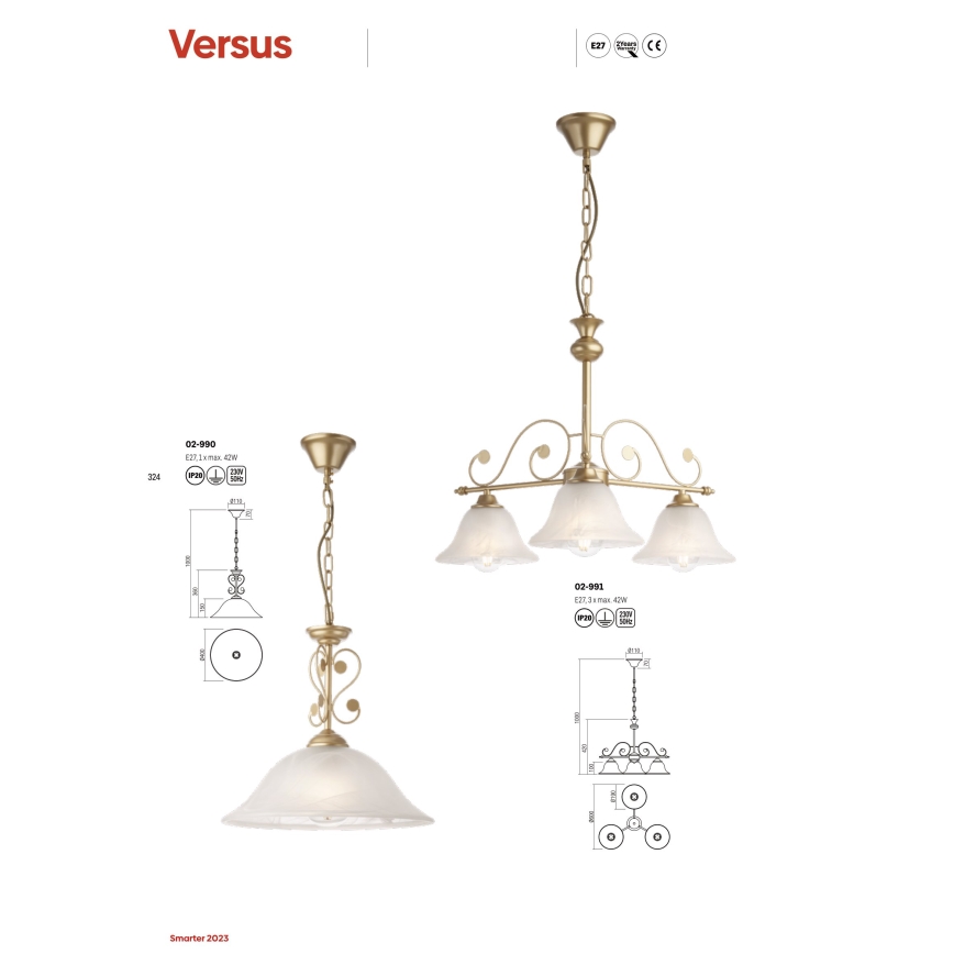 Redo 02-990 - Chandelier on a chain VERSUS 1xE27/42W/230V