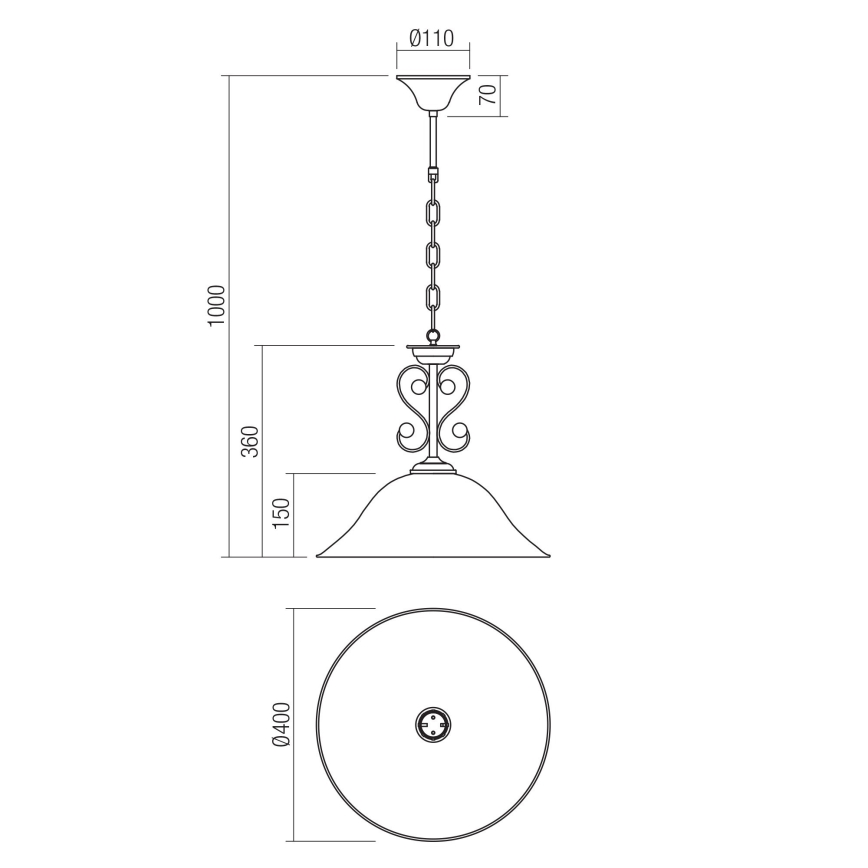 Redo 02-990 - Chandelier on a chain VERSUS 1xE27/42W/230V