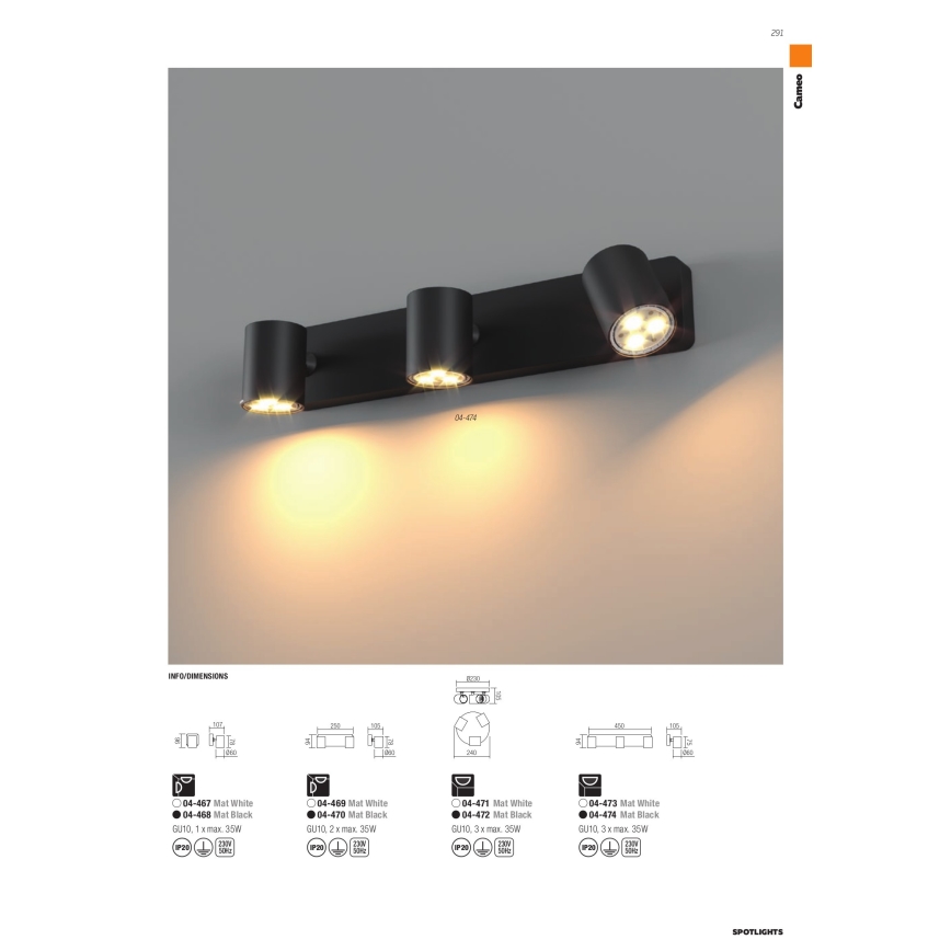 Redo 04-467 - Spotlight CAMEO 1xGU10/35W/230V
