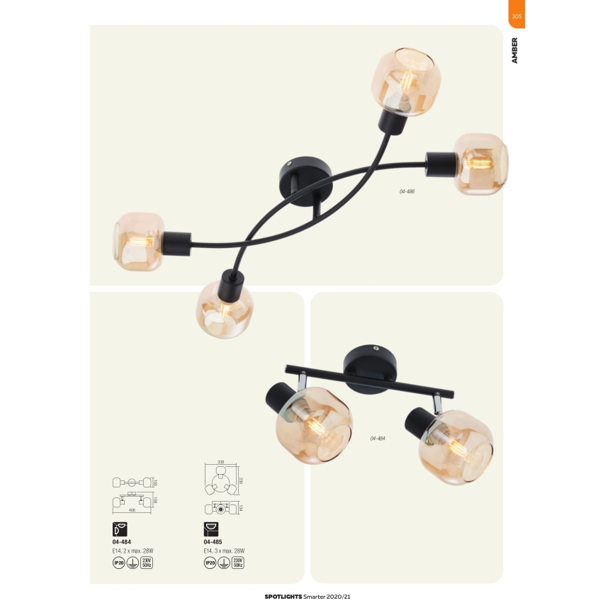 Redo 04-484 - Spotlight AMBER 2xE14/28W/230V