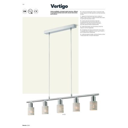 Redo 04-509 - Cable-suspended chandelier VERTIGO 5xE14/28W/230V polished chrome/white