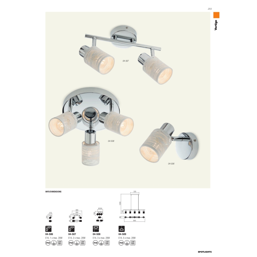 Redo 04-509 - Cable-suspended chandelier VERTIGO 5xE14/28W/230V polished chrome/white