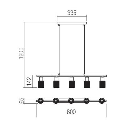 Redo 04-509 - Cable-suspended chandelier VERTIGO 5xE14/28W/230V polished chrome/white