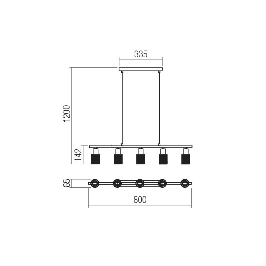 Redo 04-509 - Cable-suspended chandelier VERTIGO 5xE14/28W/230V polished chrome/white