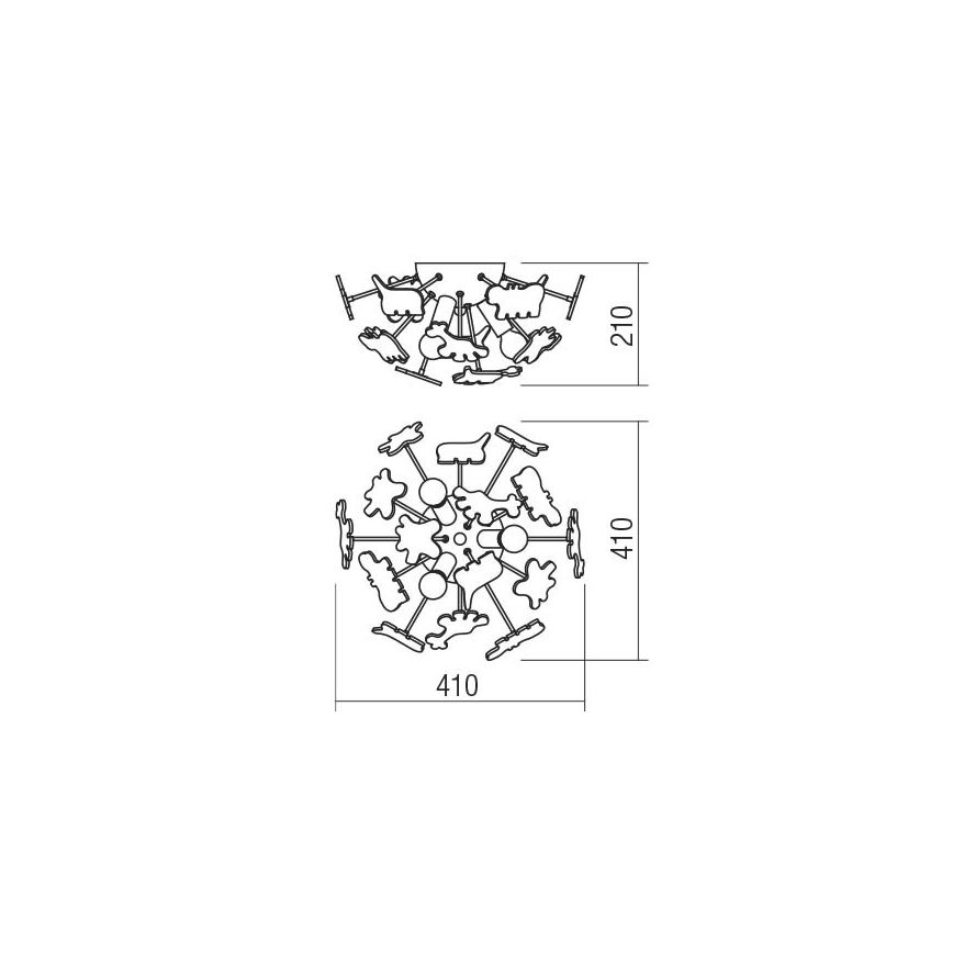 Redo 04-514 - Children's ceiling light SAFARI 3xE14/3W/230V d. 41 cm colorful